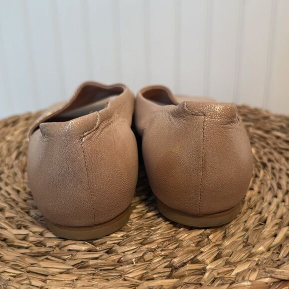 Anthropologie Open Toe Flats Metallic Beige Leather Shoes - Size: 8 - Picture 6 of 13
